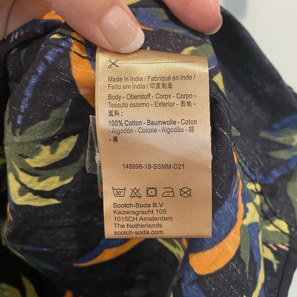 NOT FOR SALE Scotch & Soda Camp Shirt Men XXL Blue Poolside Hawaiian Tropical - Picture 12 of 14